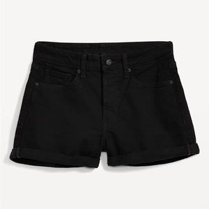 NWT Size 6 Old Navy Black Denim OG Jean Shorts High Rise with Cuffs 3 in Inseam